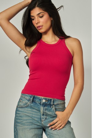 ALO-07<br/>Fine Ribbed Seamless High Neck Tank Top