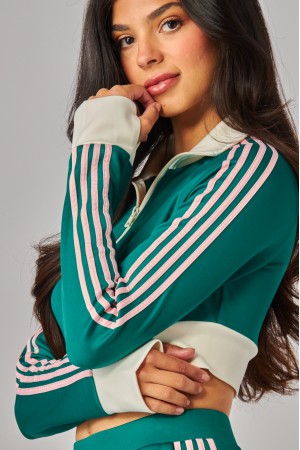 AUDEY-03T<br/>4 Stripes Two-Way Zipper Cropped Track Jacket