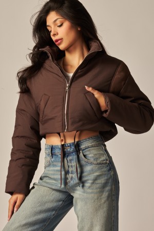 BOBBY-500<br/>Cropped Break Line Bomber Jacket