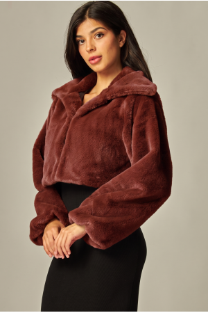 BUNNY-500<br/>Bunny Cropped Faux Fur Coat Jacket