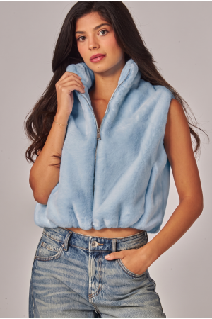 BUNNY-600<br/>Cozy Glamour Bunny Faux Fur Cropped Vest