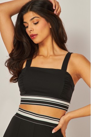 DG-T03<br/>Spandex Contrast Banded Cropped Bra Tank Top