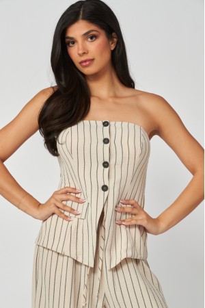 IRINA-04T<br/>Irina Smocked Pinstripe Tube Top