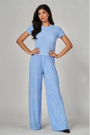 IRIS-19S<br/>Crinkle Plisse Short Sleeve Loungewear Set