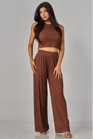 IRIS-1S<br/>Crinkled Plisse 2pc Loungewear Set