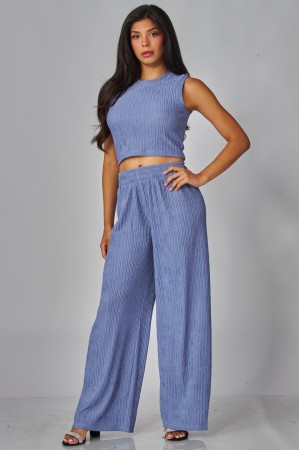 IRIS-1S<br/>Crinkled Plisse 2pc Loungewear Set