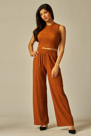 IRIS-1X<br/>Plus Crinkle Textured Cropped Top Loungewear Set PLUS