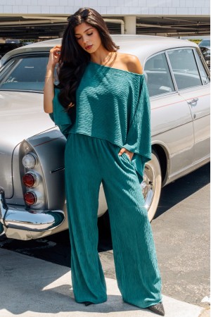 IRIS-22S<br/>Crinkled Plisse Cape Kimono Luxury Pants Set