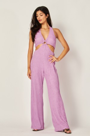 IRIS-6J<br/>Iris Cut-Out O-Ring Bow Tie Jumpsuit