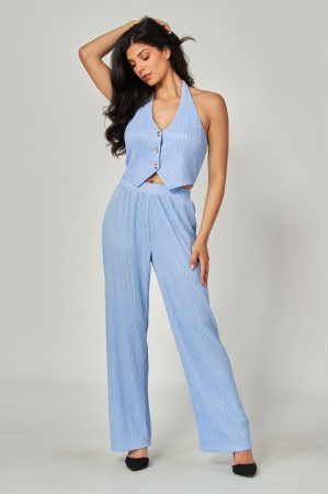 IRIS-8S<br/>Crinkled Plisse Vest 2pc Pants Set