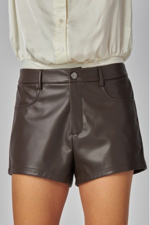 JACKSON-07<br/>Faux Leather High-Rise Shorts
