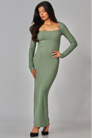 JOLIE-15D<br/>Ribbed Knit Long Sleeve Dress