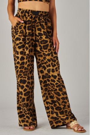 KIM-01<br/>Bold Leopard Print Silk Pant