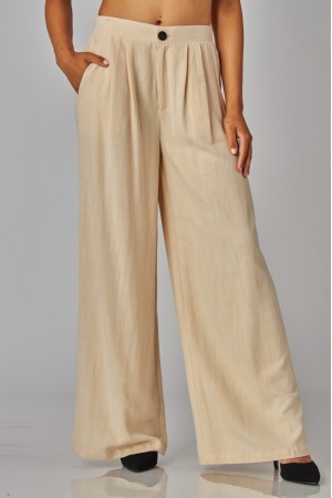 LAUREN-07<br/>Linen High-Waisted Wide-Leg Pants