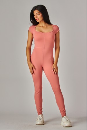 MAYA-07J<br/>Short Sleeve Body-hugging Jumpsuit