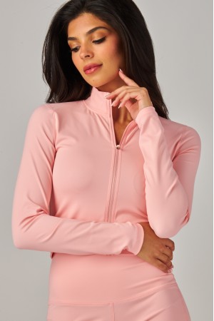 MAYA-100<br/>Butter Soft Long sleeve mock Neck Zip-Up Jacket