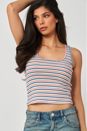MIU-09<br/>Candy Stripe Scoop Tank Tee
