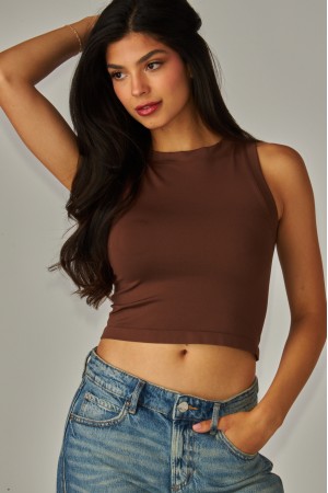 NINA01<br/>Smooth High Crew Neck Tank