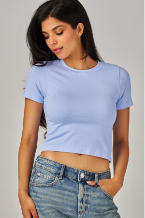 NINA02<br/>Ultra-stretch Seamless Crew-neck Crop Top