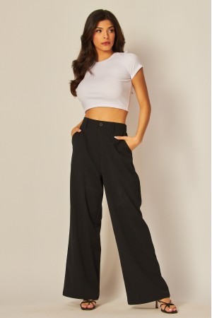 OFFY-1<br/>High Rise Elastic Back Wide Leg Pants