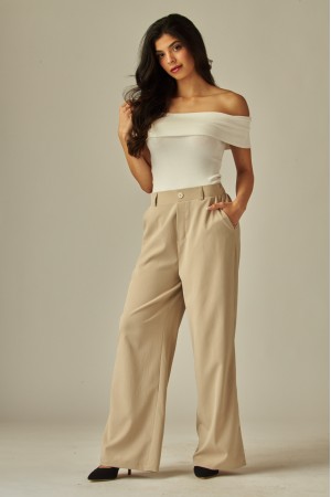 OFFY-3<br/>High Rise Elastic Back Wide Leg Pants