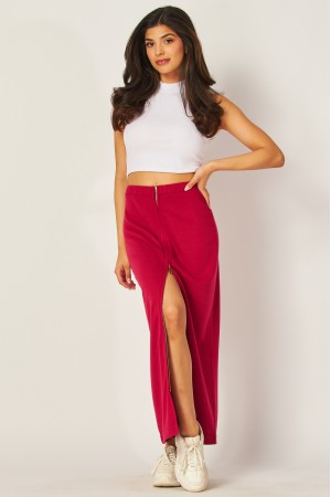 OLI-700<br/>Cozy French Terri Zip Up Maxi Skirt