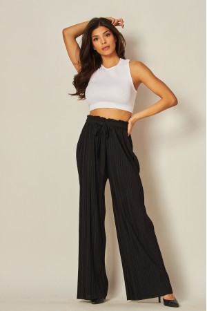 PB902A-PLUS<br/>PLUS Solid Pleated Waist Wide Leg Belted Pants