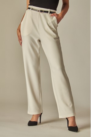SCU206<br/>Stretchy Scuba Belted Side Pocket Straight Pants