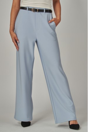 SCU208<br/>High Rise Wide Leg Scuba Knit Belted Pants