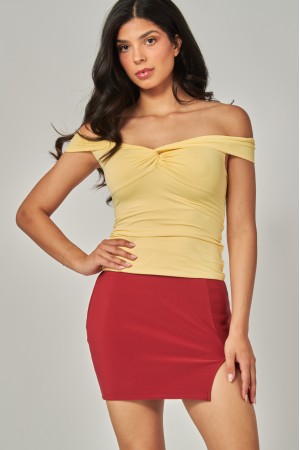 SCU711<br/>Scuba Side-Slit Mini Skirt Skort