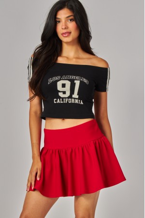 SCU723<br/>Scuba Ruffle Drop-Waist Mini Skort skirt