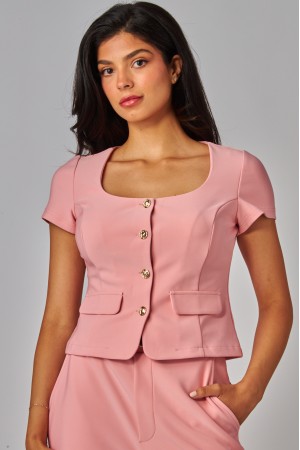 SCU803<br/>Scuba Sculpture Short-Sleeve Blouse