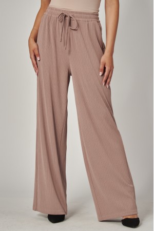 SOFIE-2<br/>Ribbed High-rise Drawstring Wide Leg Pants