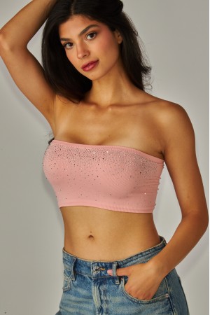 STONE-03T<br/>Seamless Bling Rhinestone Tube Top