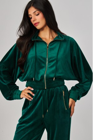 TAYLOR-2<br/>Velour Funnel Neck Jacket Zip Up Pants Set