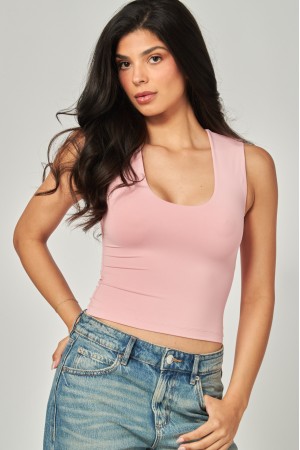 VERA-21T<br/>Contour Double Layered Scoop Neck Tank Top