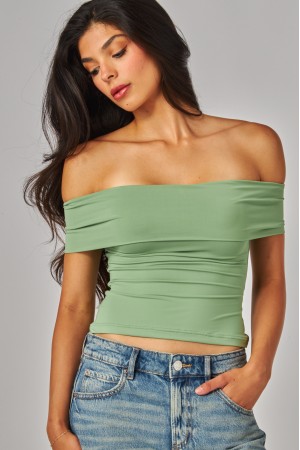 VERA-22T<br/>Contour Ravish Double Layered Off-The-Shoulder Top