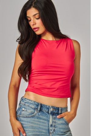 VERA-24T<br/>Contour Drapey Jersey Boatneck Top