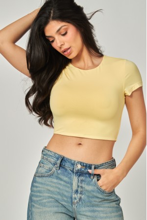 VERA-26T<br/>Contour Double Layered Crew Cropped T-shirt